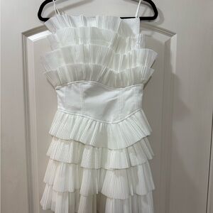 Acler White Pleated Dress